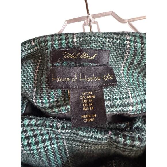 House of Harlow 1960 Green & Black Plaid Wool Blend High Waisted Women’s Shorts - Picture 4 of 13